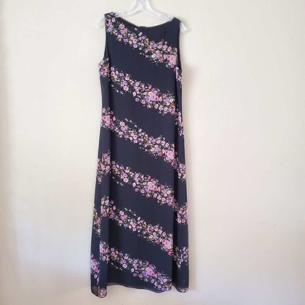 JONES NEW YORK Women's Maxi Dress Floral‎ Print 100% Silk Size 12  Y2K Winsigoth